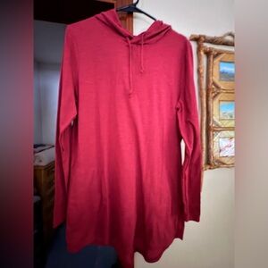 Duluth Trading Men’s L Merino Wool Blend Hooded Long Sleeve Shirt Red